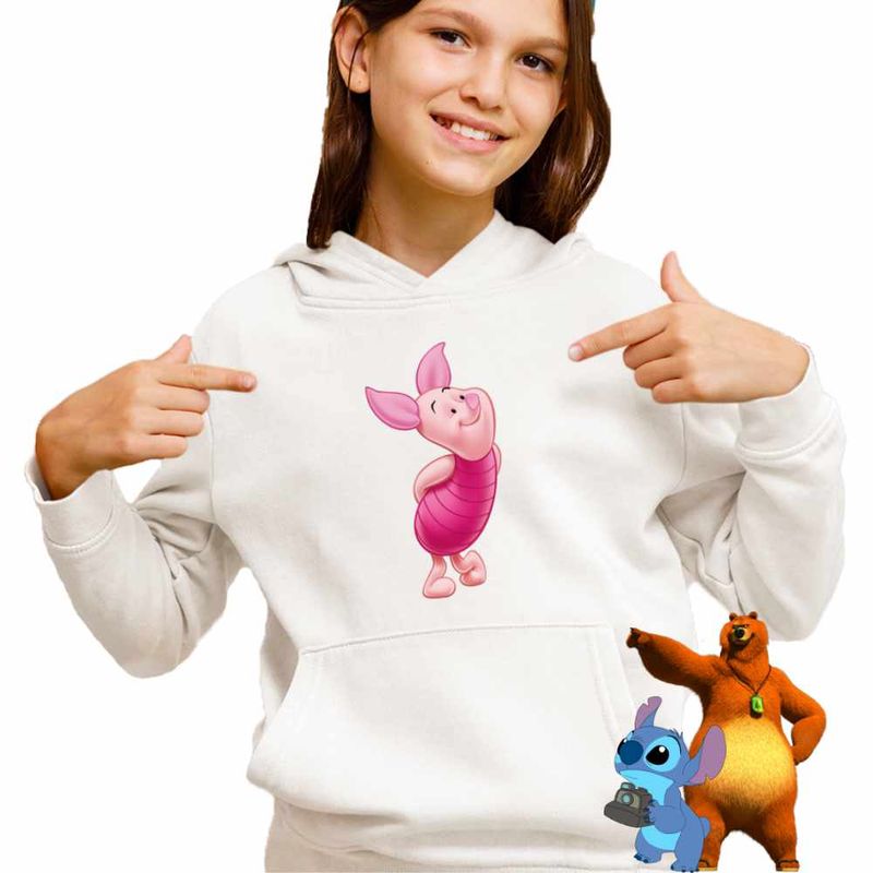 Fashion, accesorii si bijuterii - Copii - Imbracaminte copii - Pulovere si hanorace copii - Hanorac Copii Fete Purcelusul Piglet Ursuletul Winnie the Pooh Puh, alb, marime M Copii - Infinity.ro