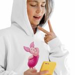 Fashion, accesorii si bijuterii - Copii - Imbracaminte copii - Pulovere si hanorace copii - Hanorac Copii Fete Purcelusul Piglet Ursuletul Winnie the Pooh Puh, alb, marime M Copii - Infinity.ro