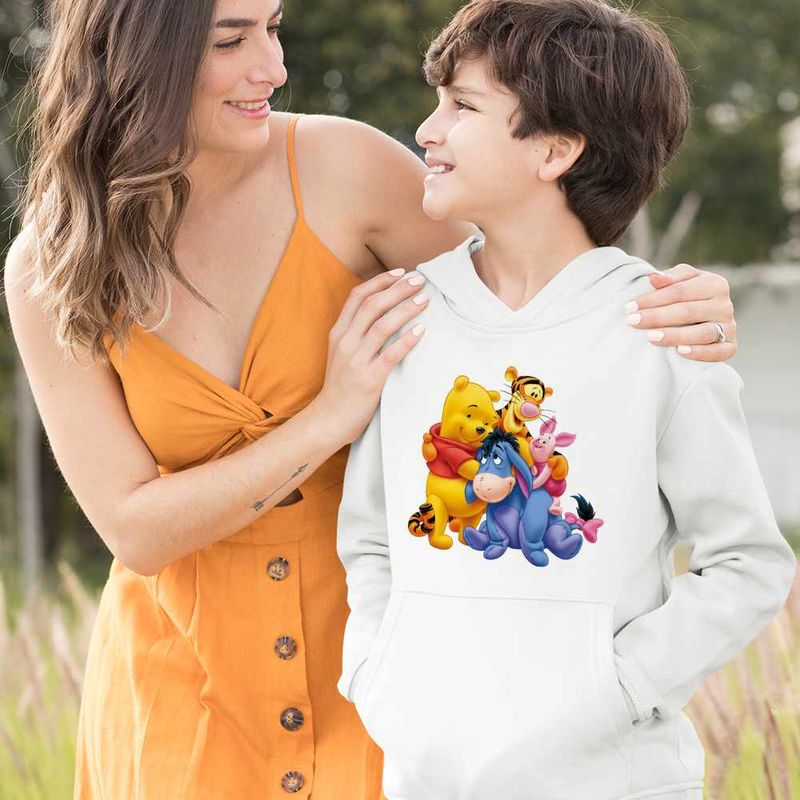 Fashion, accesorii si bijuterii - Copii - Imbracaminte copii - Pulovere si hanorace copii - Hanorac Copii Baieti Ursuletul Winnie the Pooh Familie Puh, alb, marime XS Copii - Infinity.ro