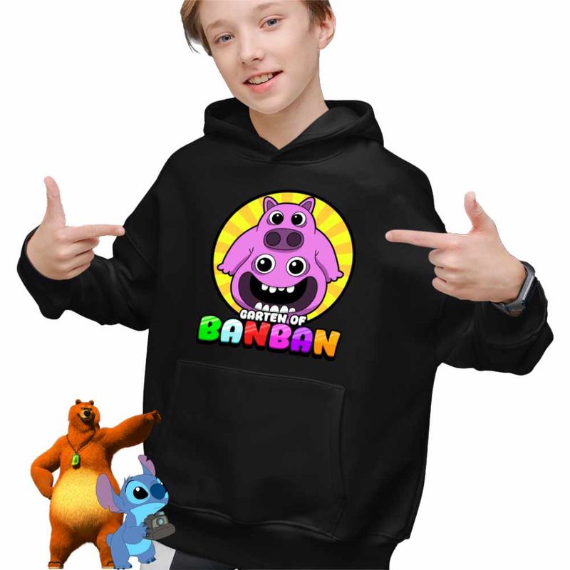 Fashion, accesorii si bijuterii - Copii - Imbracaminte copii - Pulovere si hanorace copii - Hanorac Copii Baieti Banban Chef Pigster Garten, negru, marime M Copii - Infinity.ro