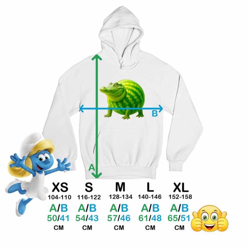 Fashion, accesorii si bijuterii - Copii - Imbracaminte copii - Pulovere si hanorace copii - Hanorac Copii Baieti Glorbo Fruttodrillo Brainrot, alb, marime XL Copii - Infinity.ro