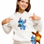 Fashion, accesorii si bijuterii - Copii - Imbracaminte copii - Pulovere si hanorace copii - Hanorac Copii Fete Stitch Fotograf, alb, marime XL Copii - Infinity.ro