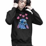 Fashion, accesorii si bijuterii - Copii - Imbracaminte copii - Pulovere si hanorace copii - Hanorac Copii Baieti Stich I Love You Valentines Day Dragobete, negru, marime XS Copii - Infinity.ro