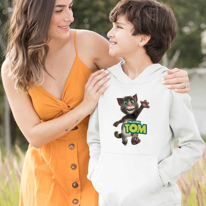 Fashion, accesorii si bijuterii - Copii - Imbracaminte copii - Pulovere si hanorace copii - Hanorac Copii Baieti Talking Tom, alb, marime L Copii - Infinity.ro