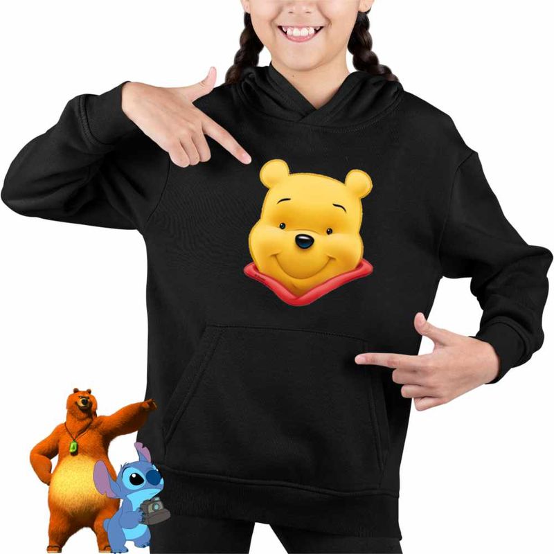 Fashion, accesorii si bijuterii - Copii - Imbracaminte copii - Pulovere si hanorace copii - Hanorac Copii Fete Winnie the Puh Pooh Cartoon, negru, marime XL Copii - Infinity.ro