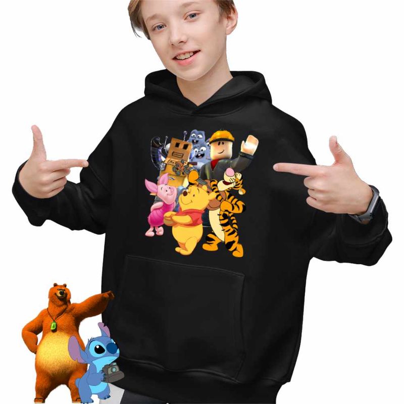 Fashion, accesorii si bijuterii - Copii - Imbracaminte copii - Pulovere si hanorace copii - Hanorac Copii Baieti Roblox Winnie the Pooh Lemingii, negru, marime S Copii - Infinity.ro