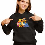 Fashion, accesorii si bijuterii - Copii - Imbracaminte copii - Pulovere si hanorace copii - Hanorac Copii Fete Ursuletul Winnie the Pooh Familie Puh, negru, marime S Copii - Infinity.ro
