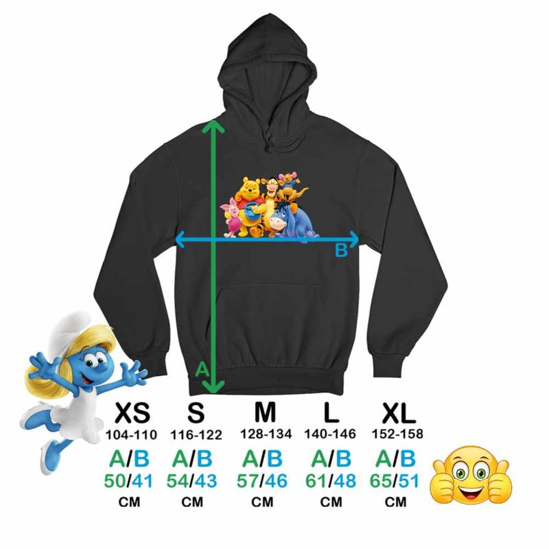 Fashion, accesorii si bijuterii - Copii - Imbracaminte copii - Pulovere si hanorace copii - Hanorac Copii Fete Ursuletul Winnie the Pooh Familie Puh, negru, marime S Copii - Infinity.ro