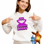 Fashion, accesorii si bijuterii - Copii - Imbracaminte copii - Pulovere si hanorace copii - Hanorac Copii Fete Banban Monkey Larry Garden , alb, marime M Copii - Infinity.ro