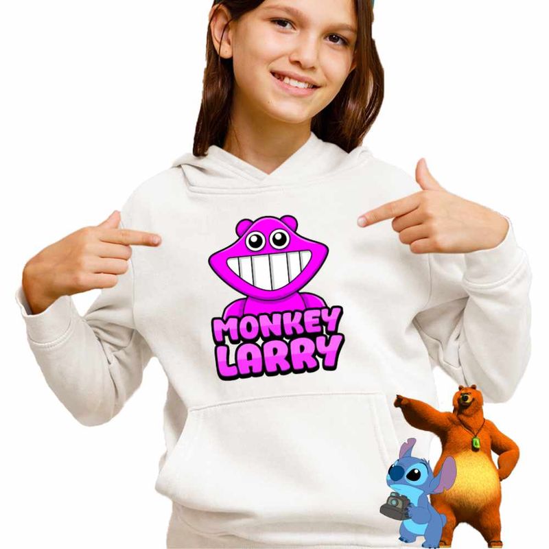 Fashion, accesorii si bijuterii - Copii - Imbracaminte copii - Pulovere si hanorace copii - Hanorac Copii Fete Banban Monkey Larry Garden , alb, marime M Copii - Infinity.ro