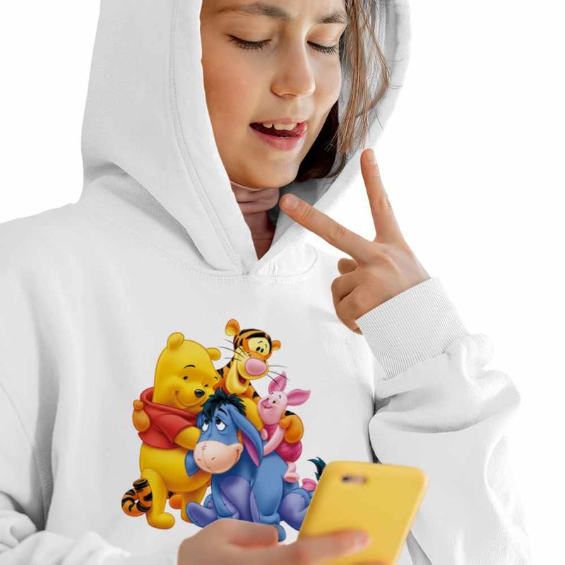 Fashion, accesorii si bijuterii - Copii - Imbracaminte copii - Pulovere si hanorace copii - Hanorac Copii Fete Ursuletul Winnie the Pooh Familie Puh, alb, marime S Copii - Infinity.ro