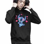 Fashion, accesorii si bijuterii - Copii - Imbracaminte copii - Pulovere si hanorace copii - Hanorac Copii Baieti Stitch in Love Dragobete Valentines Day, negru, marime L Copii - Infinity.ro