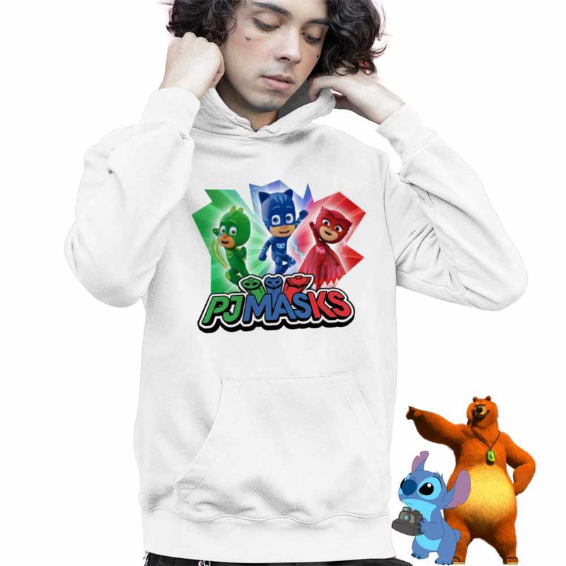 Fashion, accesorii si bijuterii - Copii - Imbracaminte copii - Pulovere si hanorace copii - Hanorac Copii Baieti Eroii in Pijama PJ Masks Action, alb, marime XS Copii - Infinity.ro