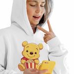 Fashion, accesorii si bijuterii - Copii - Imbracaminte copii - Pulovere si hanorace copii - Hanorac Copii Fete Winnie the Pooh Popcorn, alb, marime S Copii - Infinity.ro