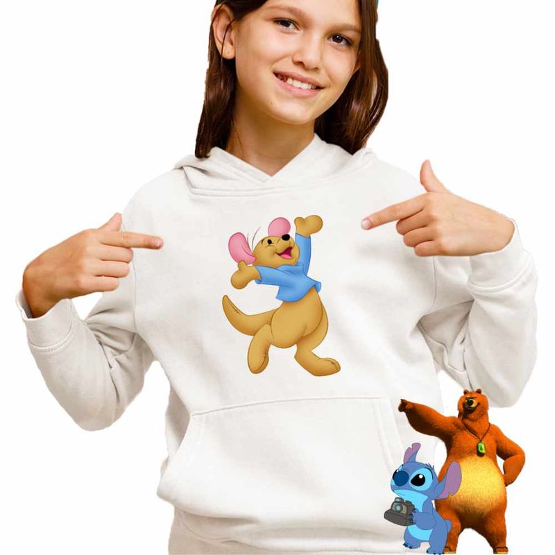 Fashion, accesorii si bijuterii - Copii - Imbracaminte copii - Pulovere si hanorace copii - Hanorac Copii Fete Soricel Roo Ursuletul Winnie the Pooh Puh, alb, marime M Copii - Infinity.ro
