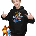 Fashion, accesorii si bijuterii - Copii - Imbracaminte copii - Pulovere si hanorace copii - Hanorac Copii Baieti Tigger Tralalero Tralala Stitch Tigru Rechin, negru, marime XS Copii - Infinity.ro