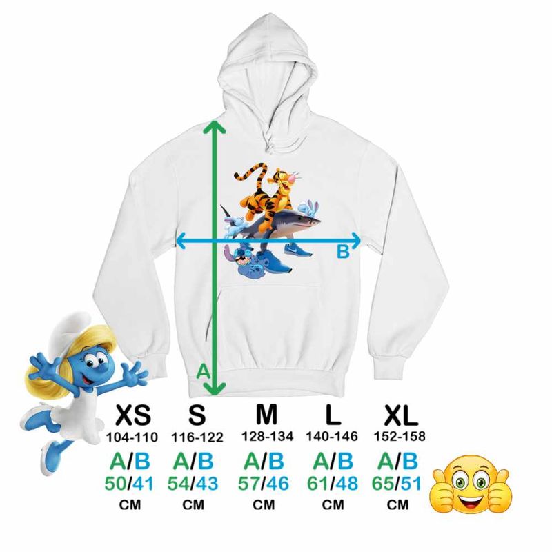 Fashion, accesorii si bijuterii - Copii - Imbracaminte copii - Pulovere si hanorace copii - Hanorac Copii Fete Tigger Tralalero Tralala Stitch Tigru Rechin, alb, marime XS Copii - Infinity.ro