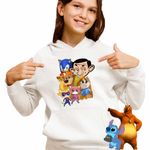 Fashion, accesorii si bijuterii - Copii - Imbracaminte copii - Pulovere si hanorace copii - Hanorac Copii Fete Pupstruction Sonic Catelusi Constructori Mr Bean Super Pisicute Garda Felina Kion, alb, marime M Copii - Infinity.ro