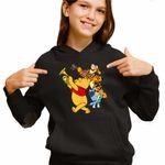 Fashion, accesorii si bijuterii - Copii - Imbracaminte copii - Pulovere si hanorace copii - Hanorac Copii Fete Winnie the Pooh Bluey Blue Vioara Trompeta, negru, marime S Copii - Infinity.ro
