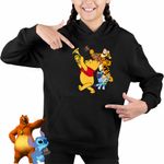 Fashion, accesorii si bijuterii - Copii - Imbracaminte copii - Pulovere si hanorace copii - Hanorac Copii Fete Winnie the Pooh Bluey Blue Vioara Trompeta, negru, marime S Copii - Infinity.ro