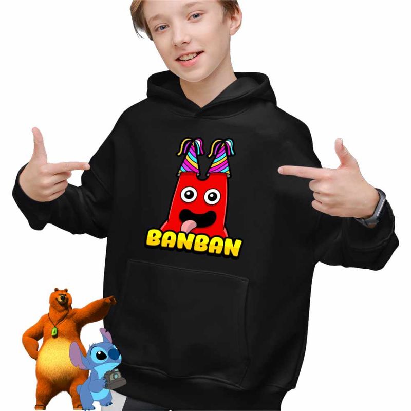Fashion, accesorii si bijuterii - Copii - Imbracaminte copii - Pulovere si hanorace copii - Hanorac Copii Baieti Banban Happy Desene Animate, negru, marime XS Copii - Infinity.ro