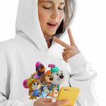 Fashion, accesorii si bijuterii - Copii - Imbracaminte copii - Pulovere si hanorace copii - Hanorac Copii Fete Pupstruction Bluey Catelusi Constructori Bingo Blue, alb, marime XS Copii - Infinity.ro