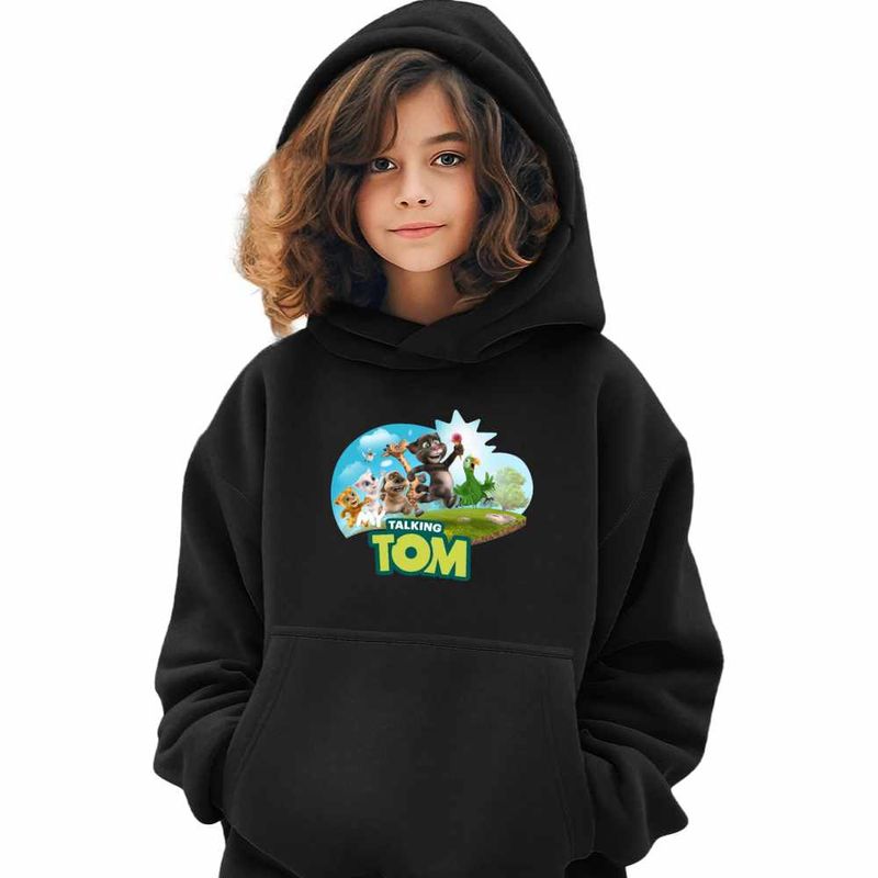 Fashion, accesorii si bijuterii - Copii - Imbracaminte copii - Pulovere si hanorace copii - Hanorac Copii Fete My Talking Tom All Team, negru, marime XS Copii - Infinity.ro