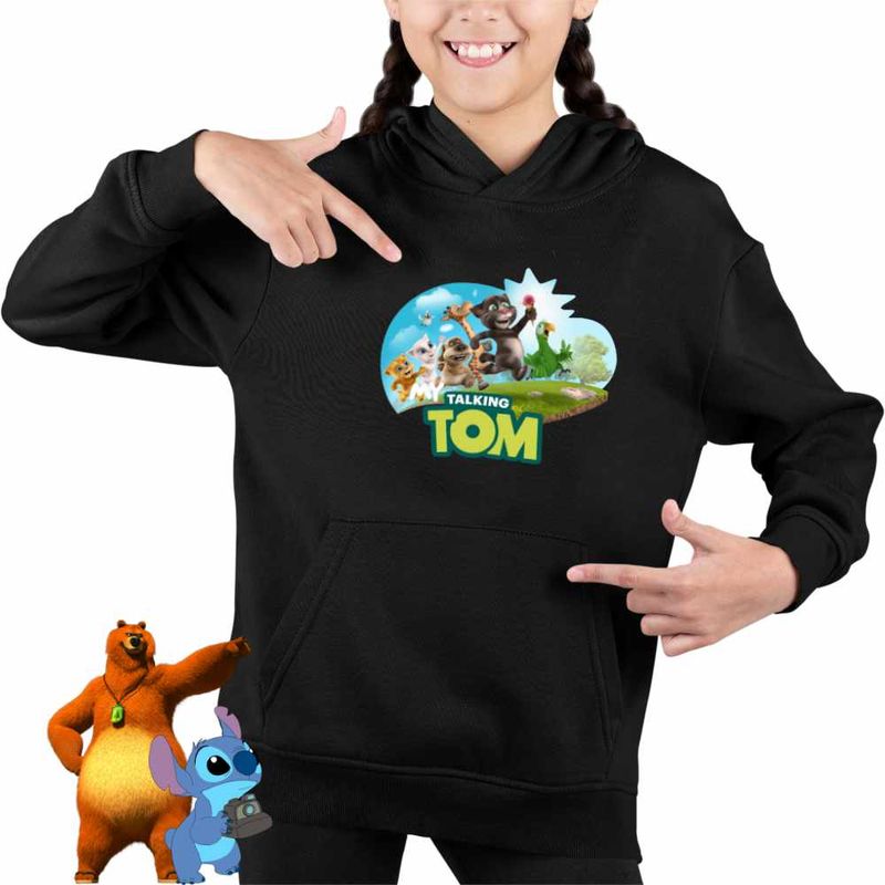Fashion, accesorii si bijuterii - Copii - Imbracaminte copii - Pulovere si hanorace copii - Hanorac Copii Fete My Talking Tom All Team, negru, marime XS Copii - Infinity.ro
