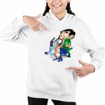 Fashion, accesorii si bijuterii - Copii - Imbracaminte copii - Pulovere si hanorace copii - Hanorac Copii Fete Bluey Mr Bean Eroii in Pijama Pj Masks, alb, marime XS Copii - Infinity.ro