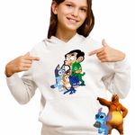 Fashion, accesorii si bijuterii - Copii - Imbracaminte copii - Pulovere si hanorace copii - Hanorac Copii Fete Bluey Mr Bean Eroii in Pijama Pj Masks, alb, marime XS Copii - Infinity.ro