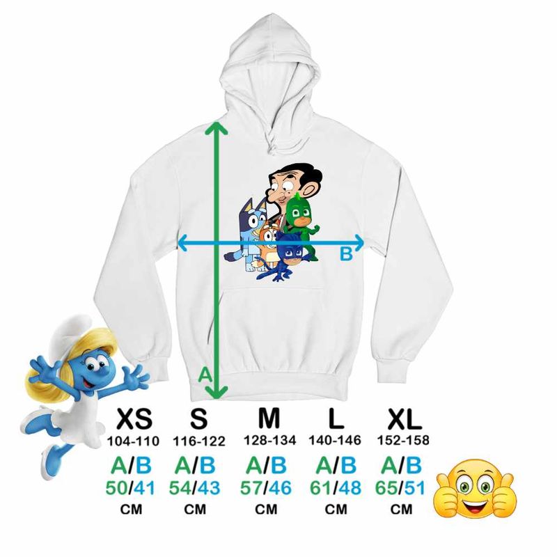 Fashion, accesorii si bijuterii - Copii - Imbracaminte copii - Pulovere si hanorace copii - Hanorac Copii Fete Bluey Mr Bean Eroii in Pijama Pj Masks, alb, marime XS Copii - Infinity.ro