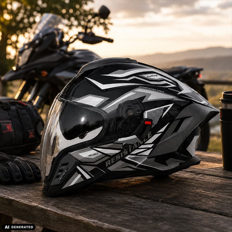 Auto si Moto - Moto - Echipamente protectie moto - Casti moto - Casca Moto/Scuter Integrala FIXATO Raptor, Protectie UV, Viziera Dubla, Design Sportiv, Negru cu Gri, L 59-60cm - Infinity.ro