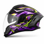 Auto si Moto - Moto - Echipamente protectie moto - Casti moto - Casca Moto/Scuter Integrala FIXATO Raptor, Protectie UV, Viziera Dubla, Design Sportiv, Negru cu Mov, L 59-60cm - Infinity.ro