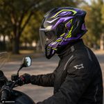 Auto si Moto - Moto - Echipamente protectie moto - Casti moto - Casca Moto/Scuter Integrala FIXATO Raptor, Protectie UV, Viziera Dubla, Design Sportiv, Negru cu Mov, L 59-60cm - Infinity.ro