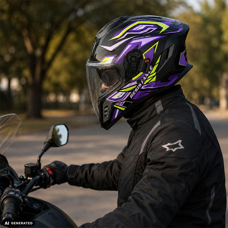 Auto si Moto - Moto - Echipamente protectie moto - Casti moto - Casca Moto/Scuter Integrala FIXATO Raptor, Protectie UV, Viziera Dubla, Design Sportiv, Negru cu Mov, L 59-60cm - Infinity.ro