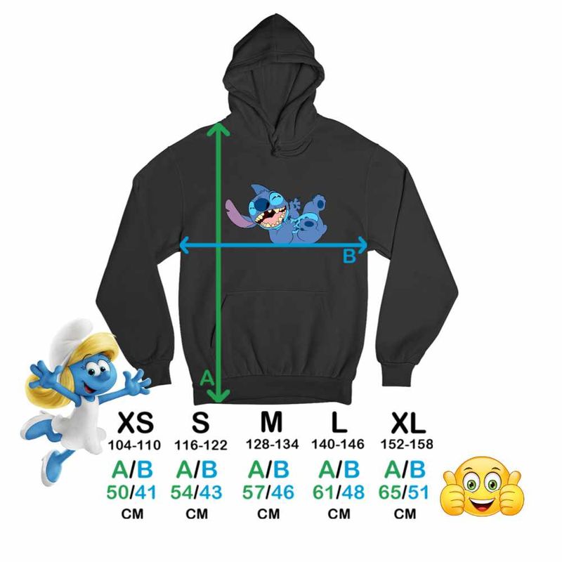 Fashion, accesorii si bijuterii - Copii - Imbracaminte copii - Pulovere si hanorace copii - Hanorac Copii Fete Stitch Laught Vesel, negru, marime XS Copii - Infinity.ro
