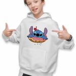 Fashion, accesorii si bijuterii - Copii - Imbracaminte copii - Pulovere si hanorace copii - Hanorac Copii Baieti Stitch Donut Gogoasa, alb, marime M Copii - Infinity.ro