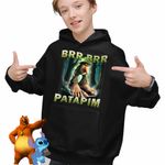 Fashion, accesorii si bijuterii - Copii - Imbracaminte copii - Pulovere si hanorace copii - Hanorac Copii Baieti Brr Brr Patapim Meme Brainrot Italian, negru, marime L Copii - Infinity.ro
