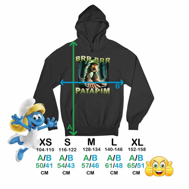 Fashion, accesorii si bijuterii - Copii - Imbracaminte copii - Pulovere si hanorace copii - Hanorac Copii Baieti Brr Brr Patapim Meme Brainrot Italian, negru, marime L Copii - Infinity.ro