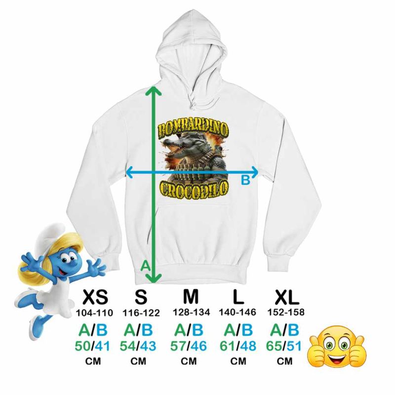 Fashion, accesorii si bijuterii - Copii - Imbracaminte copii - Pulovere si hanorace copii - Hanorac Copii Fete Crocodilo Bombardino Brainrot, alb, marime S Copii - Infinity.ro