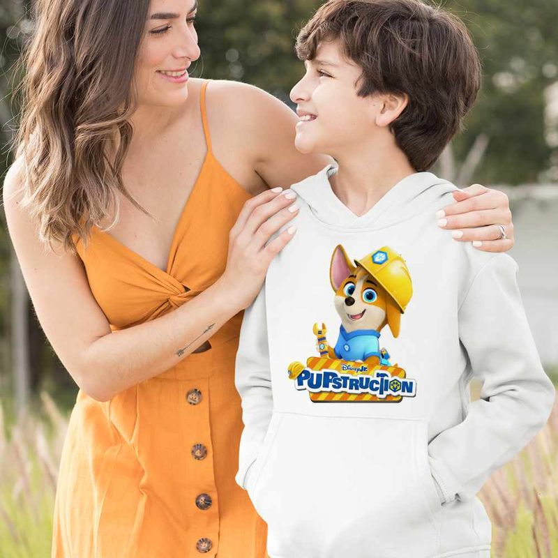 Fashion, accesorii si bijuterii - Copii - Imbracaminte copii - Pulovere si hanorace copii - Hanorac Copii Baieti Pupstruction Phinny Catelusi Constructori, alb, marime L Copii - Infinity.ro