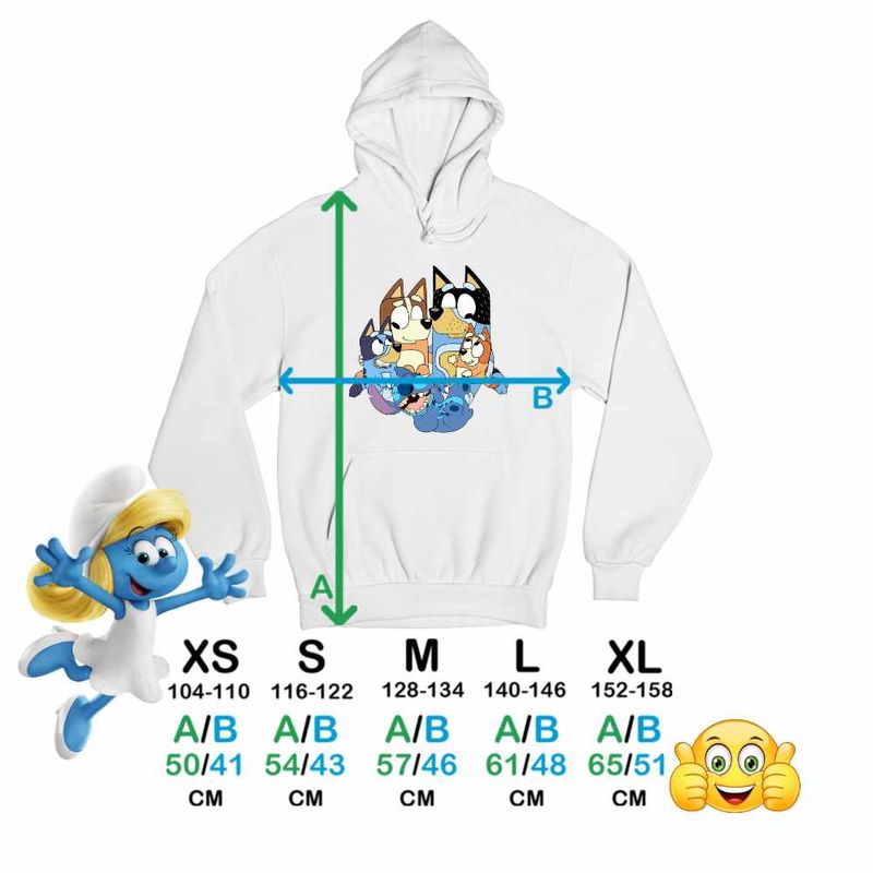 Fashion, accesorii si bijuterii - Copii - Imbracaminte copii - Pulovere si hanorace copii - Hanorac Copii Baieti Bluey Family Stitch Stich Bingo, alb, marime S Copii - Infinity.ro