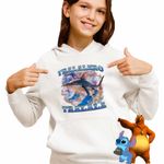 Fashion, accesorii si bijuterii - Copii - Imbracaminte copii - Pulovere si hanorace copii - Hanorac Copii Fete Italian Meme Tralalero Brainrot, alb, marime L Copii - Infinity.ro