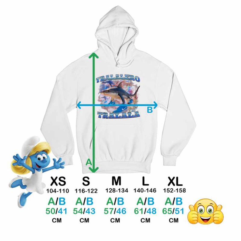 Fashion, accesorii si bijuterii - Copii - Imbracaminte copii - Pulovere si hanorace copii - Hanorac Copii Fete Italian Meme Tralalero Brainrot, alb, marime L Copii - Infinity.ro