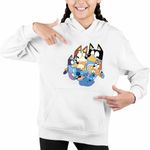 Fashion, accesorii si bijuterii - Copii - Imbracaminte copii - Pulovere si hanorace copii - Hanorac Copii Fete Bluey Family Stitch Stich Bingo, alb, marime S Copii - Infinity.ro