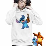 Fashion, accesorii si bijuterii - Copii - Imbracaminte copii - Pulovere si hanorace copii - Hanorac Copii Baieti Stitch Chitara, alb, marime XS Copii - Infinity.ro
