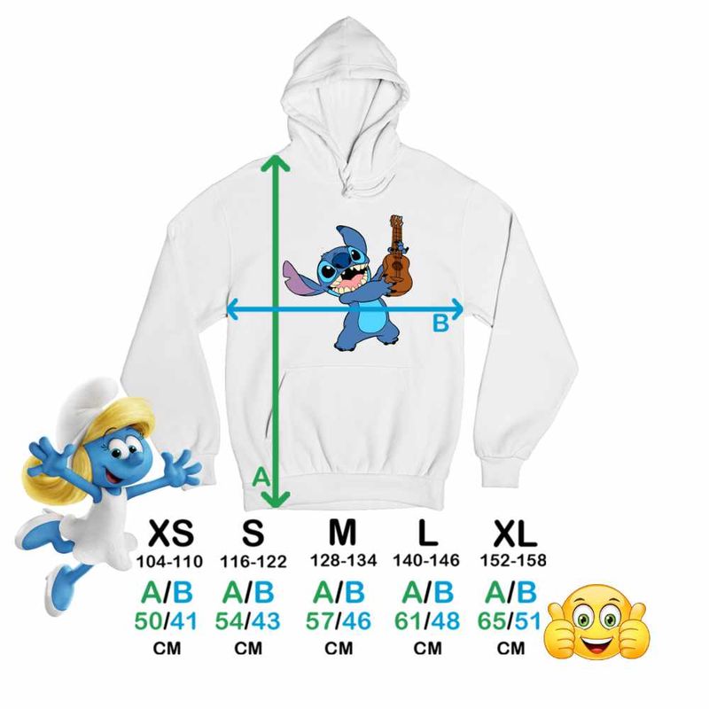 Fashion, accesorii si bijuterii - Copii - Imbracaminte copii - Pulovere si hanorace copii - Hanorac Copii Baieti Stitch Chitara, alb, marime XS Copii - Infinity.ro