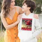 Fashion, accesorii si bijuterii - Copii - Imbracaminte copii - Pulovere si hanorace copii - Hanorac Copii Baieti Strawberrini Flamingini Brainrot, alb, marime XS Copii - Infinity.ro