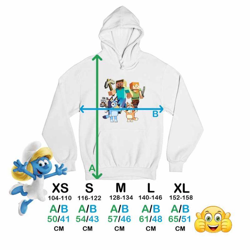 Fashion, accesorii si bijuterii - Copii - Imbracaminte copii - Pulovere si hanorace copii - Hanorac Copii Fete Minecraft Bluey Bingo, alb, marime S Copii - Infinity.ro