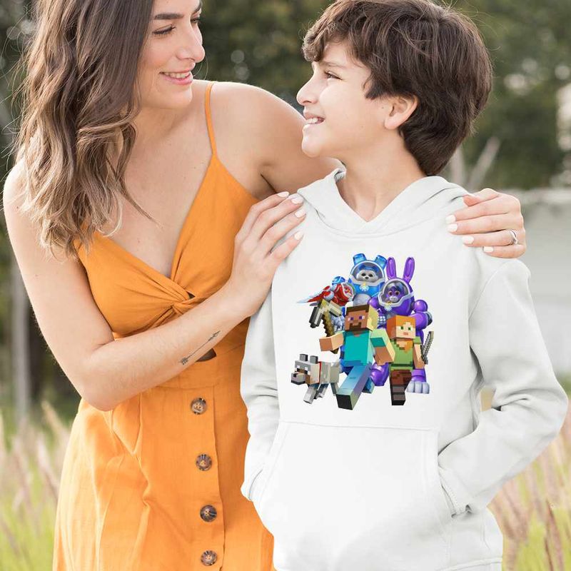 Fashion, accesorii si bijuterii - Copii - Imbracaminte copii - Pulovere si hanorace copii - Hanorac Copii Baieti Minecraft Robogobo, alb, marime XS Copii - Infinity.ro